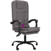 Image de vidaXL Chaise de bureau avec fonction massage Gris Similicuir