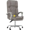 Image de vidaXL Chaise de bureau avec fonction massage Taupe Tissu