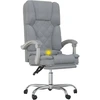 Image de vidaXL Chaise de bureau avec fonction massage Gris clair Tissu