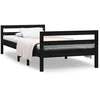 Image de vidaXL Lit en bois massif pin noir 75x190 cm