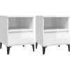 Image de vidaXL Tables de nuit 2 pcs. Blanc brillant 40x35x50 cm