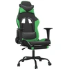 Image de vidaXL Chaise de jeu avec repose-pieds Noir et vert Similicuir