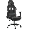 Image de vidaXL Chaise de jeu avec repose-pieds Noir et gris Similicuir