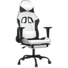 Image de vidaXL Chaise de jeu avec repose-pieds Blanc et noir Similicuir