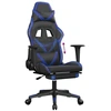 Image de vidaXL Chaise de jeu avec repose-pieds Noir et bleu Similicuir