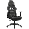 Image de vidaXL Chaise de jeu avec repose-pieds Noir et gris Similicuir