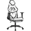 Image de vidaXL Chaise de jeu avec repose-pieds Blanc et noir Similicuir
