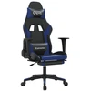 Image de vidaXL Chaise de jeu avec repose-pieds Noir et bleu Similicuir