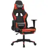 Image de vidaXL Chaise de jeu avec repose-pieds Noir et rouge Similicuir