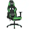 Image de vidaXL Chaise de jeu avec repose-pieds Noir et vert Similicuir