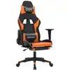 Image de vidaXL Chaise de jeu avec repose-pieds noir et orange similicuir