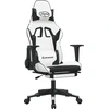 Image de vidaXL Chaise de jeu avec repose-pieds Blanc et noir Similicuir