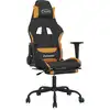 Image de Fauteuil gaming vidaXL avec repose-pieds, tissu noir et orange