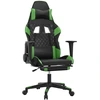 Image de vidaXL Chaise de jeu avec repose-pieds Noir et vert Similicuir