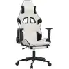 Image de vidaXL Chaise de jeu avec repose-pieds Blanc et noir Similicuir