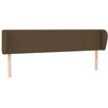 Image de vidaXL Tête de lit avec oreilles brun foncé 183x23x78/88 cm Tissu