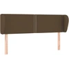 Image de vidaXL Tête de lit avec oreilles brun foncé 147x23x78/88 cm Tissu
