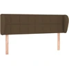 Image de vidaXL Tête de lit avec oreilles brun foncé 147x23x78/88 cm Tissu