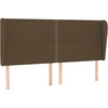 Image de vidaXL Tête de lit avec oreilles brun foncé 183x23x118/128 cm Tissu
