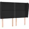 Image de vidaXL Tête de lit avec oreilles Noir 147x23x118/128 cm Similicuir