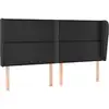 Image de vidaXL Tête de lit avec oreilles Noir 203x23x118/128 cm Similicuir