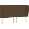 Image de vidaXL Tête de lit avec oreilles brun foncé 183x23x118/128 cm Tissu