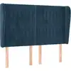 Image de vidaXL Tête de lit avec oreilles bleu foncé 147x23x118/128 cm velours