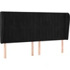 Image de vidaXL Tête de lit avec oreilles noir 203x23x118/128 cm velours