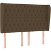 Image de vidaXL Tête de lit avec oreilles brun foncé 163x23x118/128 cm Tissu