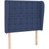 Image de vidaXL Tête de lit avec oreilles bleu 93x23x118/128 cm Tissu