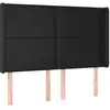 Image de vidaXL Tête de lit avec oreilles Noir 147x16x118/128 cm Similicuir