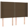 Image de vidaXL Tête de lit avec oreilles brun foncé 147x16x118/128 cm Tissu