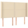 Image de vidaXL Tête de lit avec oreilles Crème 147x16x118/128 cm Tissu