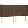 Image de vidaXL Tête de lit avec oreilles brun foncé 183x16x118/128 cm Tissu
