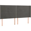 Image de vidaXL Tête de lit avec oreilles gris foncé 183x16x118/128 cm velours
