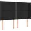 Image de vidaXL Tête de lit avec oreilles Noir 147x16x118/128 cm Similicuir