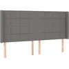 Image de vidaXL Tête de lit avec oreilles gris foncé 183x16x118/128 cm Tissu