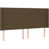 Image de vidaXL Tête de lit avec oreilles brun foncé 183x16x118/128 cm Tissu