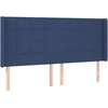 Image de vidaXL Tête de lit avec oreilles bleu 203x16x118/128 cm Tissu