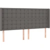 Image de vidaXL Tête de lit avec oreilles Gris 183x16x118/128 cm Similicuir