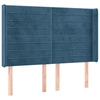 Image de vidaXL Tête de lit avec oreilles bleu foncé 147x16x118/128 cm velours