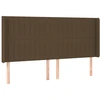 Image de vidaXL Tête de lit avec oreilles brun foncé 163x16x118/128 cm Tissu