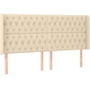 Image de vidaXL Tête de lit avec oreilles Crème 183x16x118/128 cm Tissu
