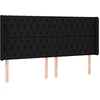 Image de vidaXL Tête de lit avec oreilles noir 203x16x118/128 cm Tissu