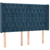 Image de vidaXL Tête de lit avec oreilles bleu foncé 147x16x118/128 cm velours