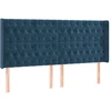 Image de vidaXL Tête de lit avec oreilles bleu foncé 203x16x118/128 cm velours