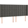 Image de vidaXL Tête de lit avec oreilles gris foncé 203x16x118/128 cm velours