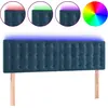 Image de vidaXL Tête de lit LED bleu foncé 144x5x78/88 cm velours