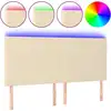 Image de vidaXL Tête de lit LED Crème 200x5x118/128 cm Tissu