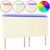 Image de vidaXL Tête de lit LED Crème 160x5x118/128 cm Similicuir